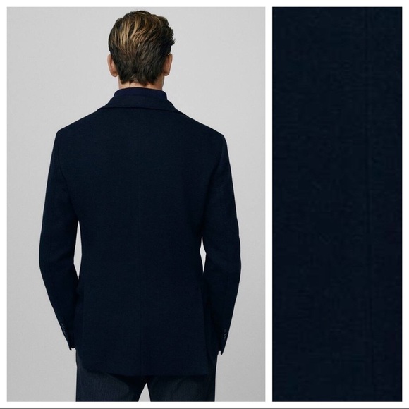 NWT. Massimo Dutti Navy Blue Viscose Blazer/Jersey Jacket. Size 44. - Picture 4 of 11